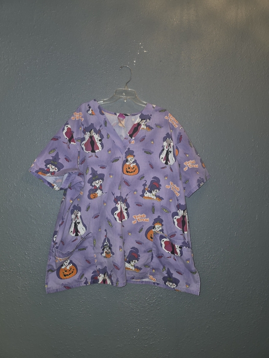Disney Tops - Disney Purple Halloween Print Scrub Top